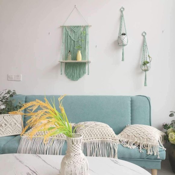 3Pcs Cotton Woven Wood Hanging Floating for Wall - Picture 4 of 9